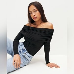 Reformation Black Off-Shoulder Top